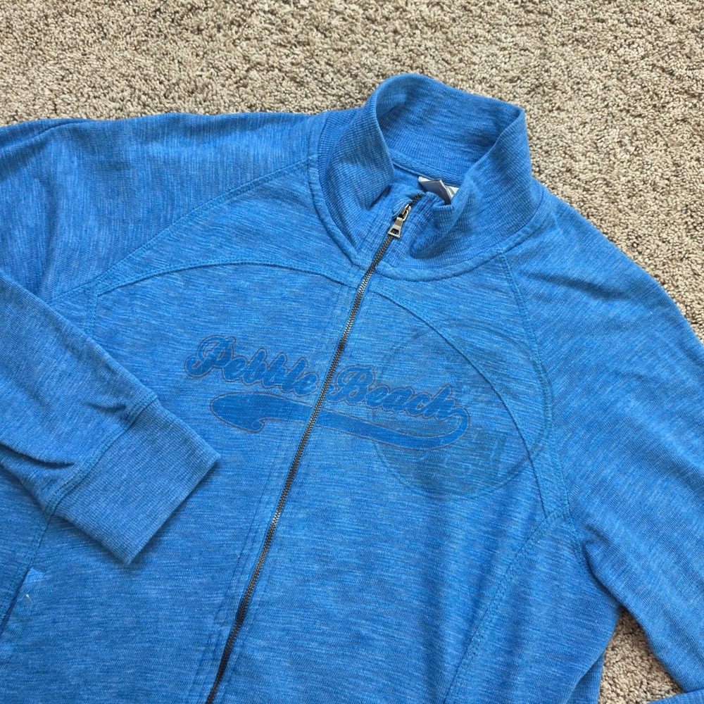 Levelwear Pebble Beach Jacket Women Medium Blue Cotton Golf Sporty Full Zip